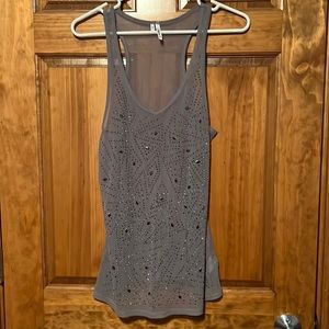 Woman’s mesh tank with rhinestone accents